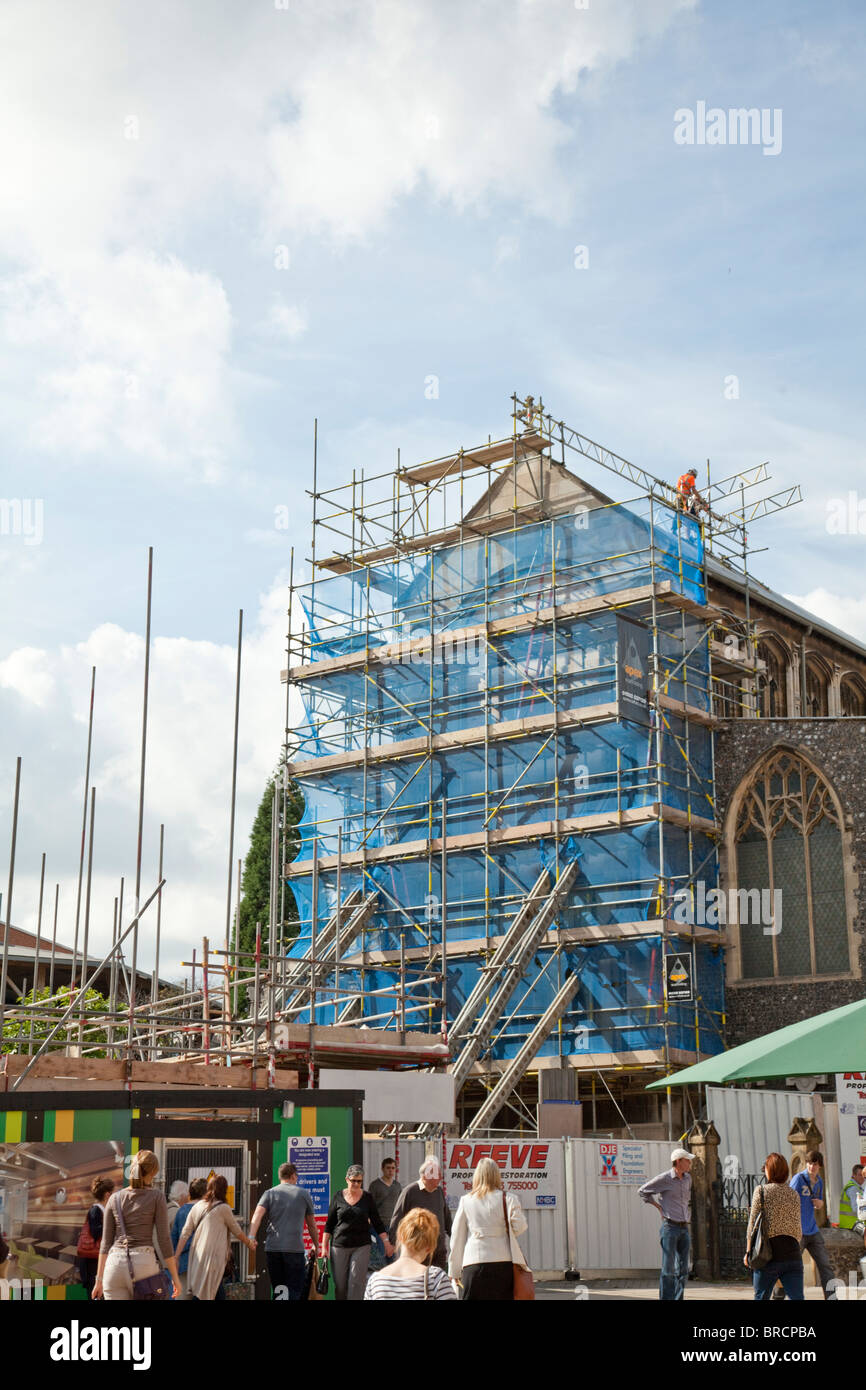 Remedial and maintenance works to St Stephen's medieval Church,Norwich,Norfolk, UK Stock Photo