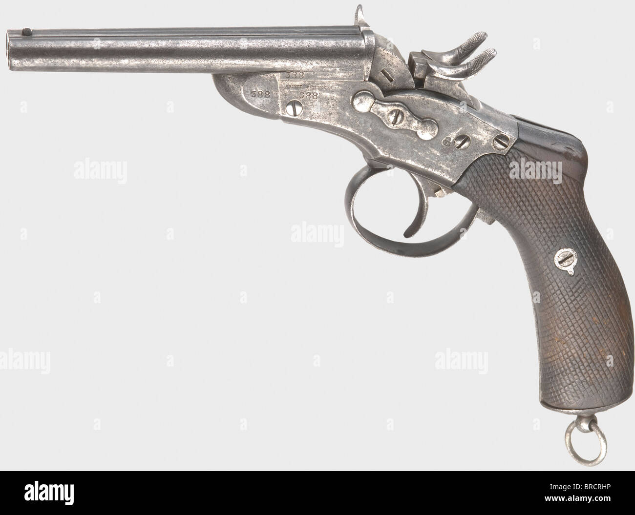 Nagant patent double barrel pistol with remington rider action hi-res