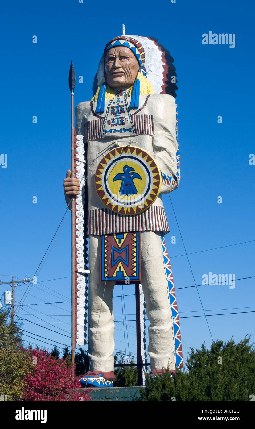 Giant Native American Indian in Freeport Maine Stock Photo