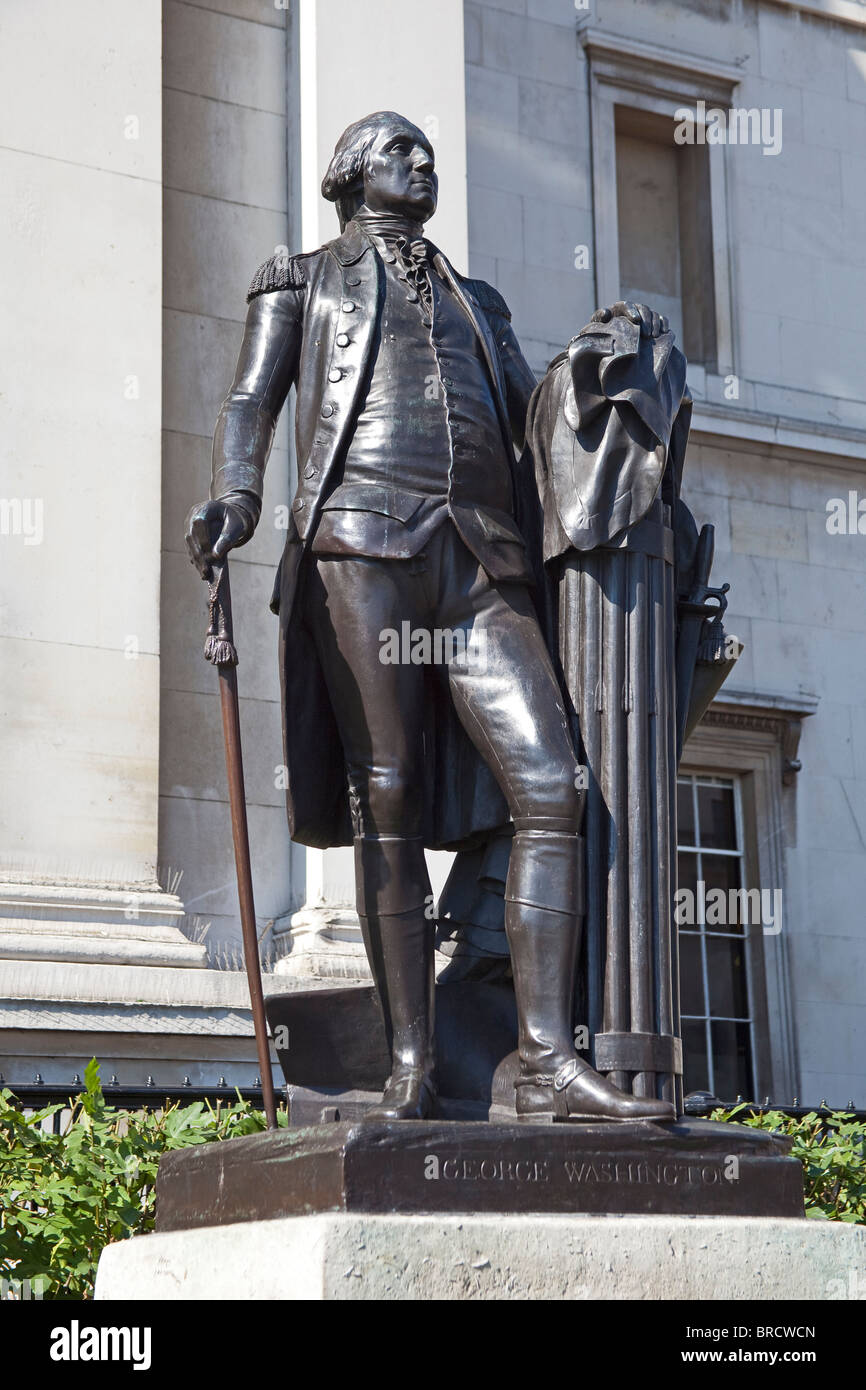 London,Trafalgar Square Statue of Washington August 2010 Stock