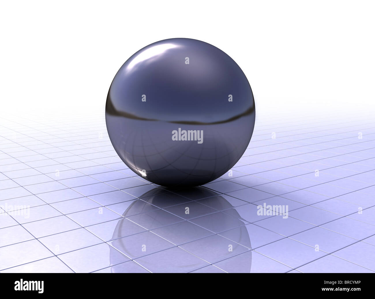 Glossy sphere on tile shiny floor Stock Photo Alamy
