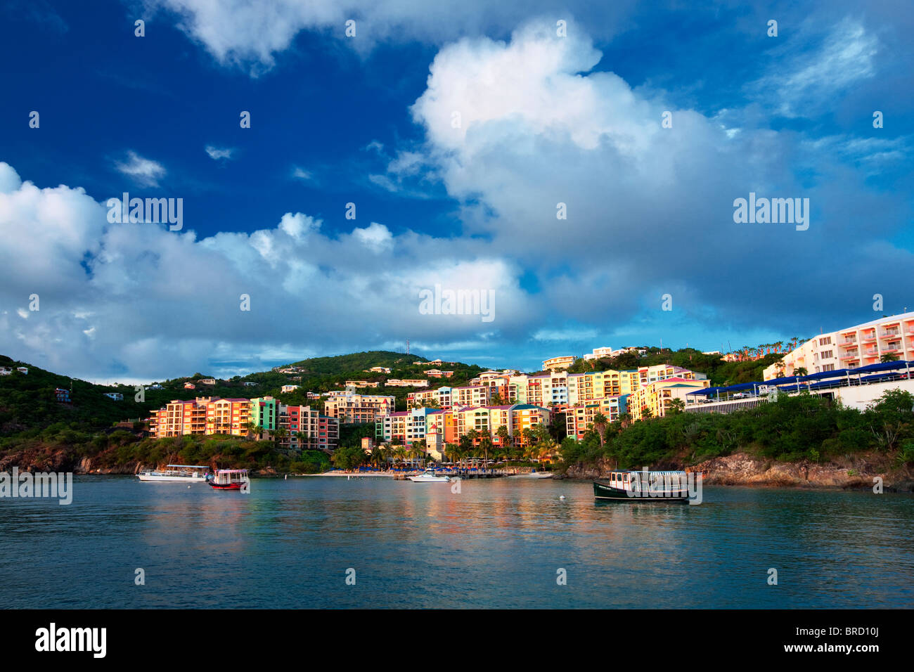 Sunset with Marriott Hotel. Charlotte Amalle. St. Thomas. US Virgin