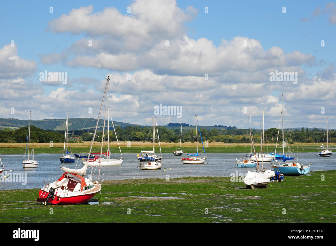 Boats at low tide, Dell Quay, Chichester Harbour, West Sussex, England