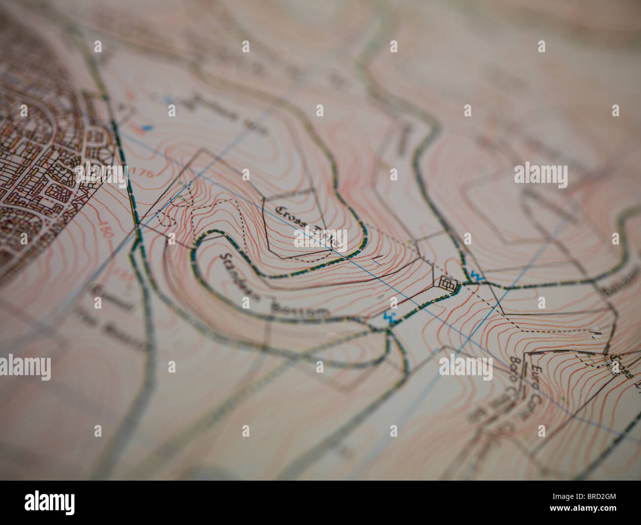 map detail showing residential streets meeting countryside Stock Photo ...