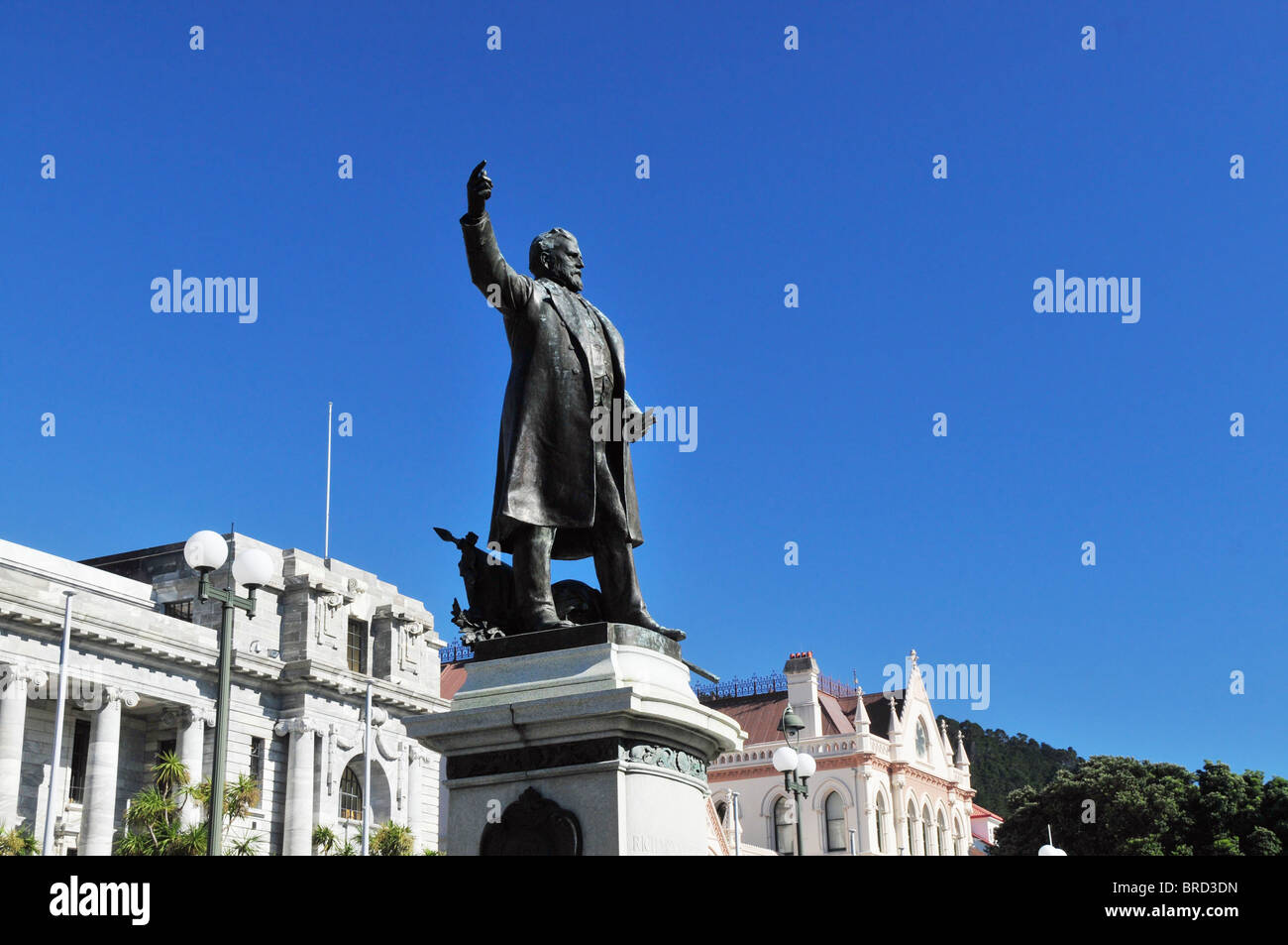 New Zealand, North Island, Wellington, Bronze sculpture of Richard John
