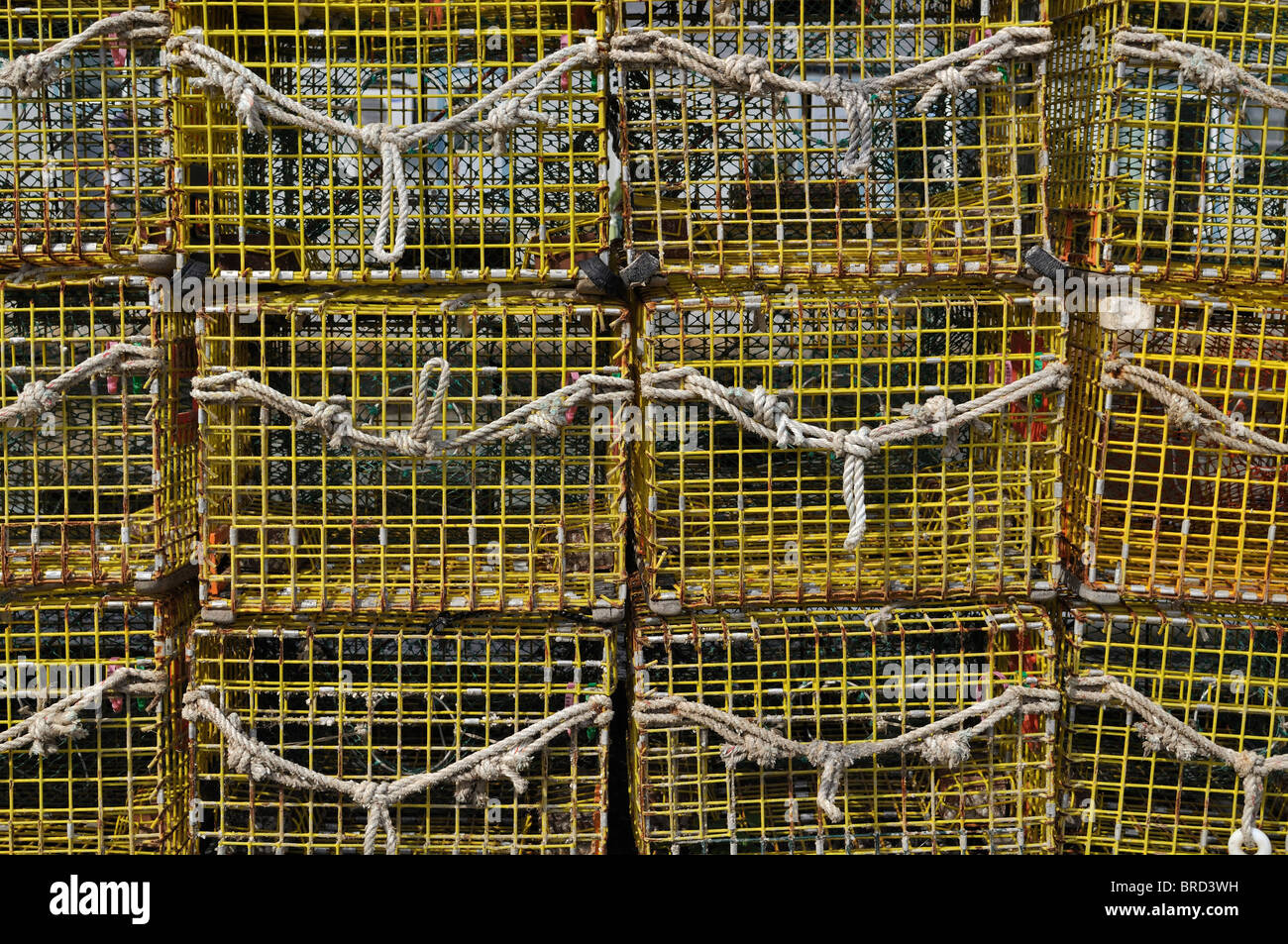 Pattern and texture of lobster traps in Rockport, Massachusetts Stock