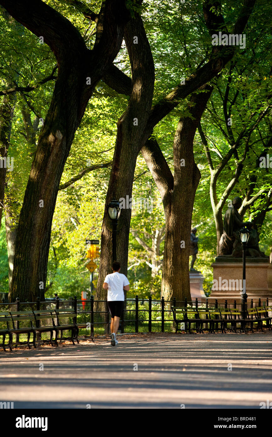 Early morning run through Central Park in Manhattan, New York City USA Stock Photo