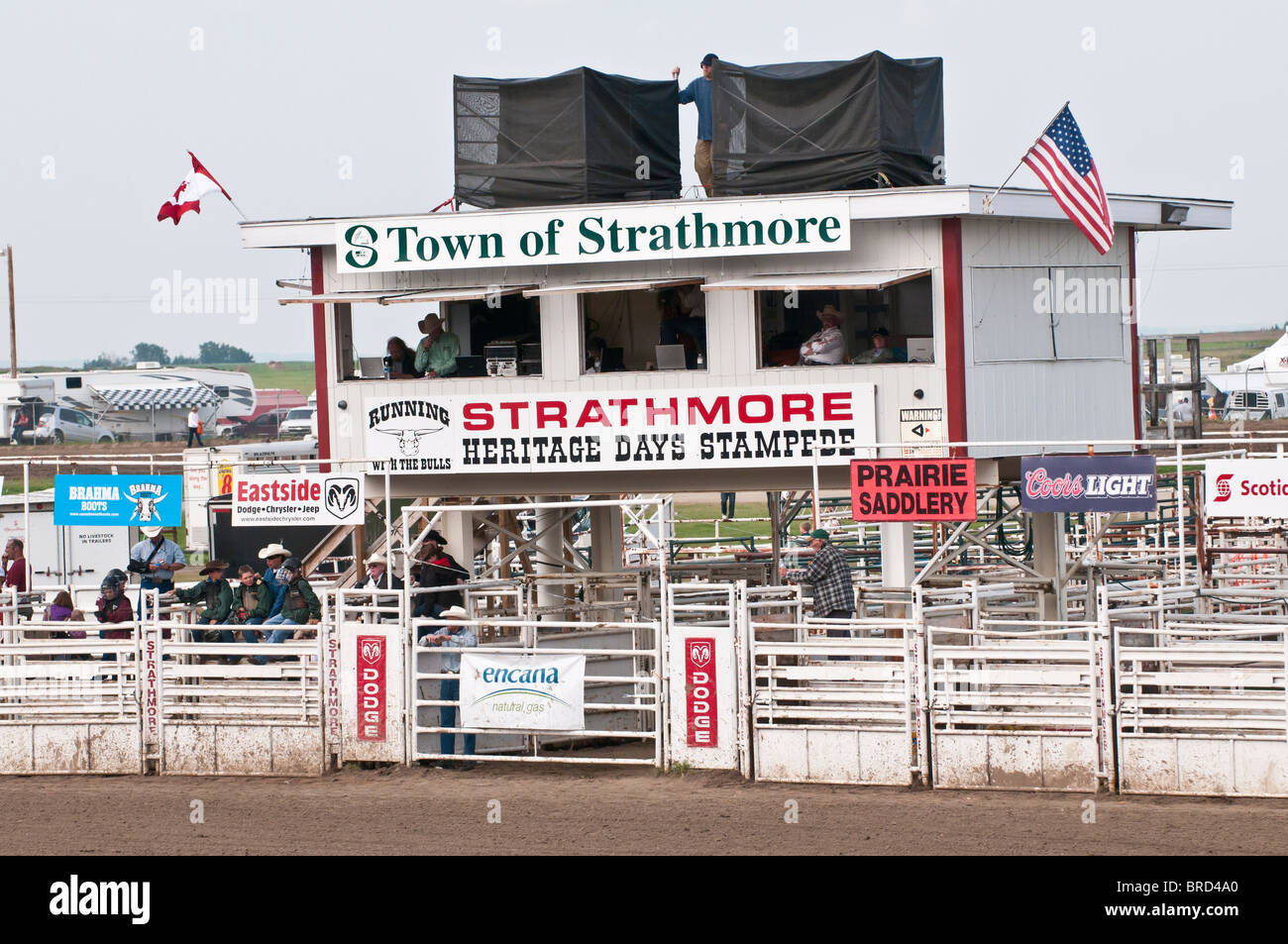 Announcers grandstand and chutes, Strathmore Heritage Days, Rodeo