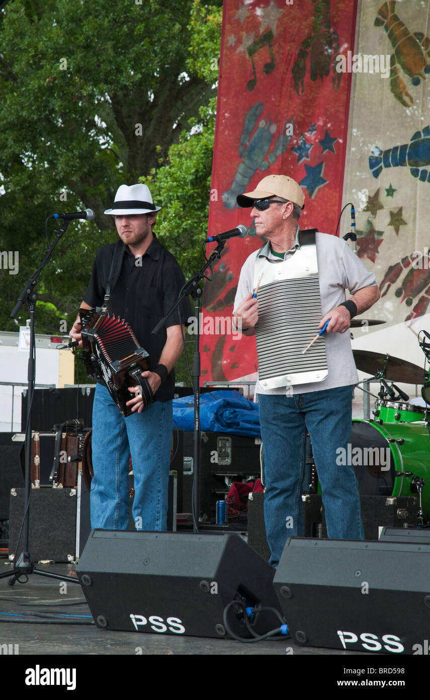 Louisiana, Cajun Country, Breaux Bridge, annual Crawfish Festival, band playing Cajun music Stock Photo