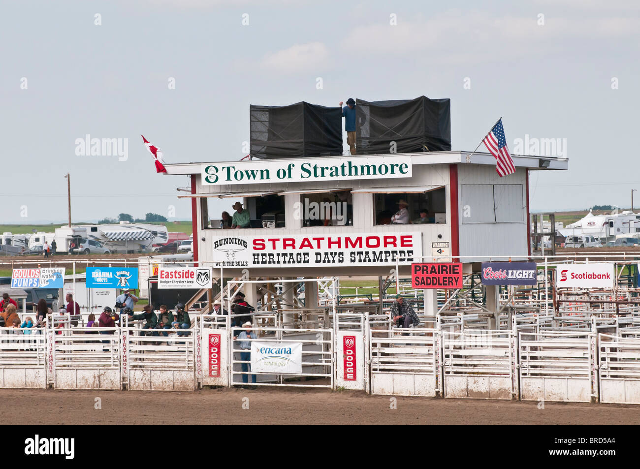 Announcers grandstand and chutes, Strathmore Heritage Days, Rodeo, Strathmore, Alberta, Canada