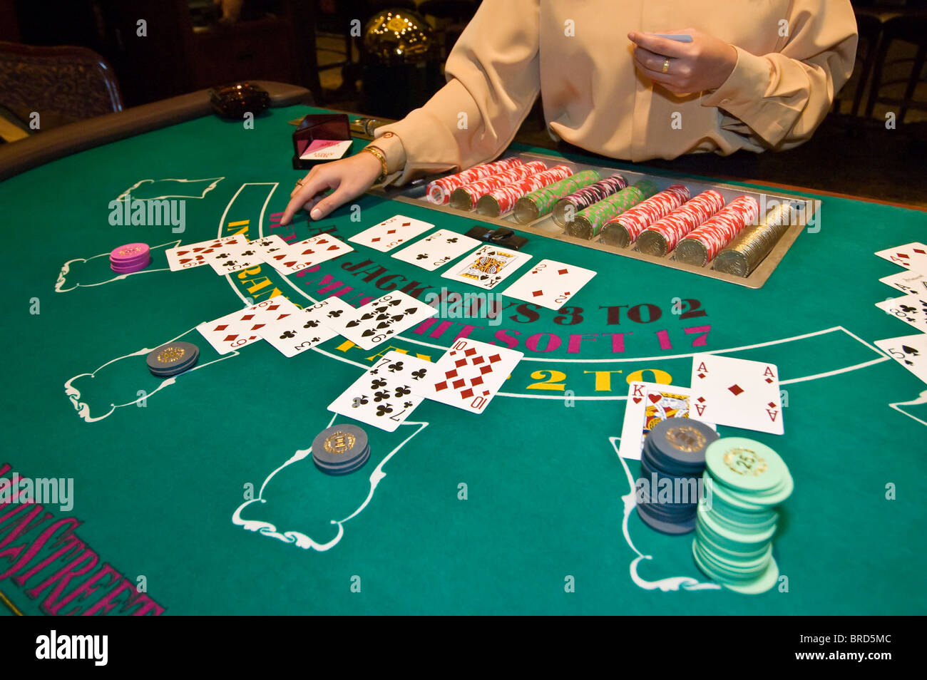 Nevada, Las Vegas, Main Street Station casino interior, gaming tables,  blackjack Stock Photo - Alamy