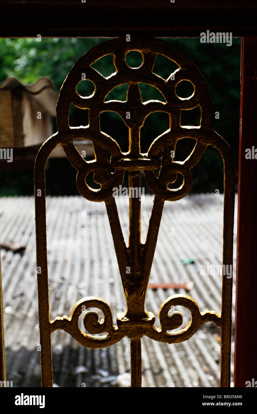 Traditional Wrought Iron Grill In A Malay House Malaysia Stock Photo Alamy