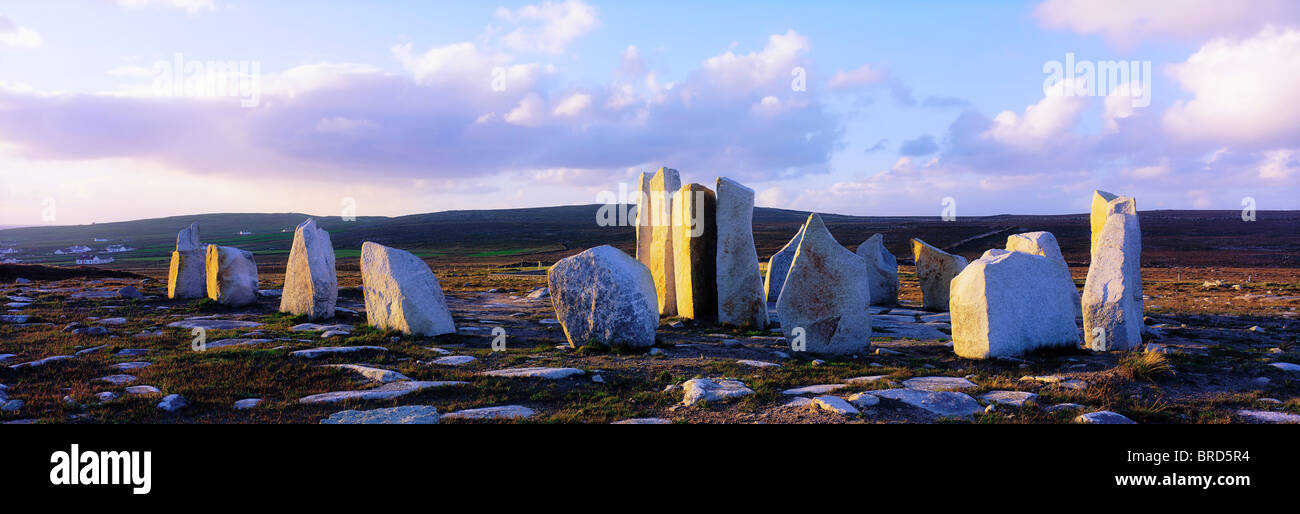 Standing Stones, Blacksod Point, Co Mayo, Ireland Stock Photo