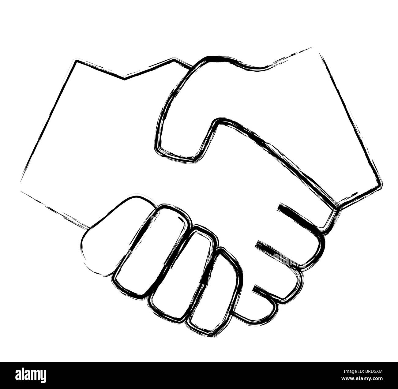 A illustrated handshake. All on white background Stock Photo - Alamy