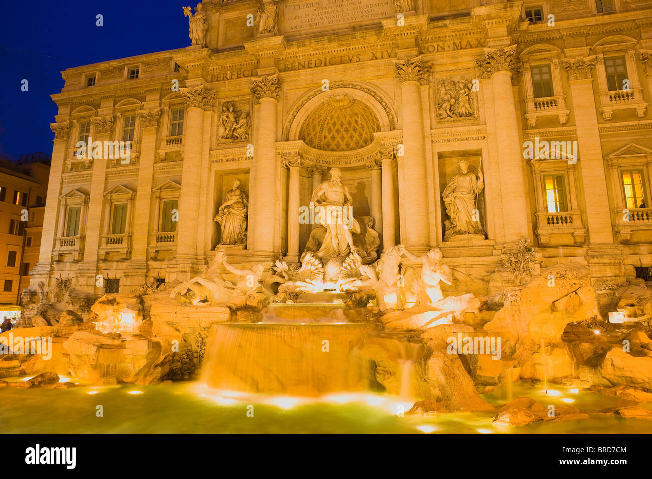 Trevi Fountain at Night, Rome, Italy Stock Photo