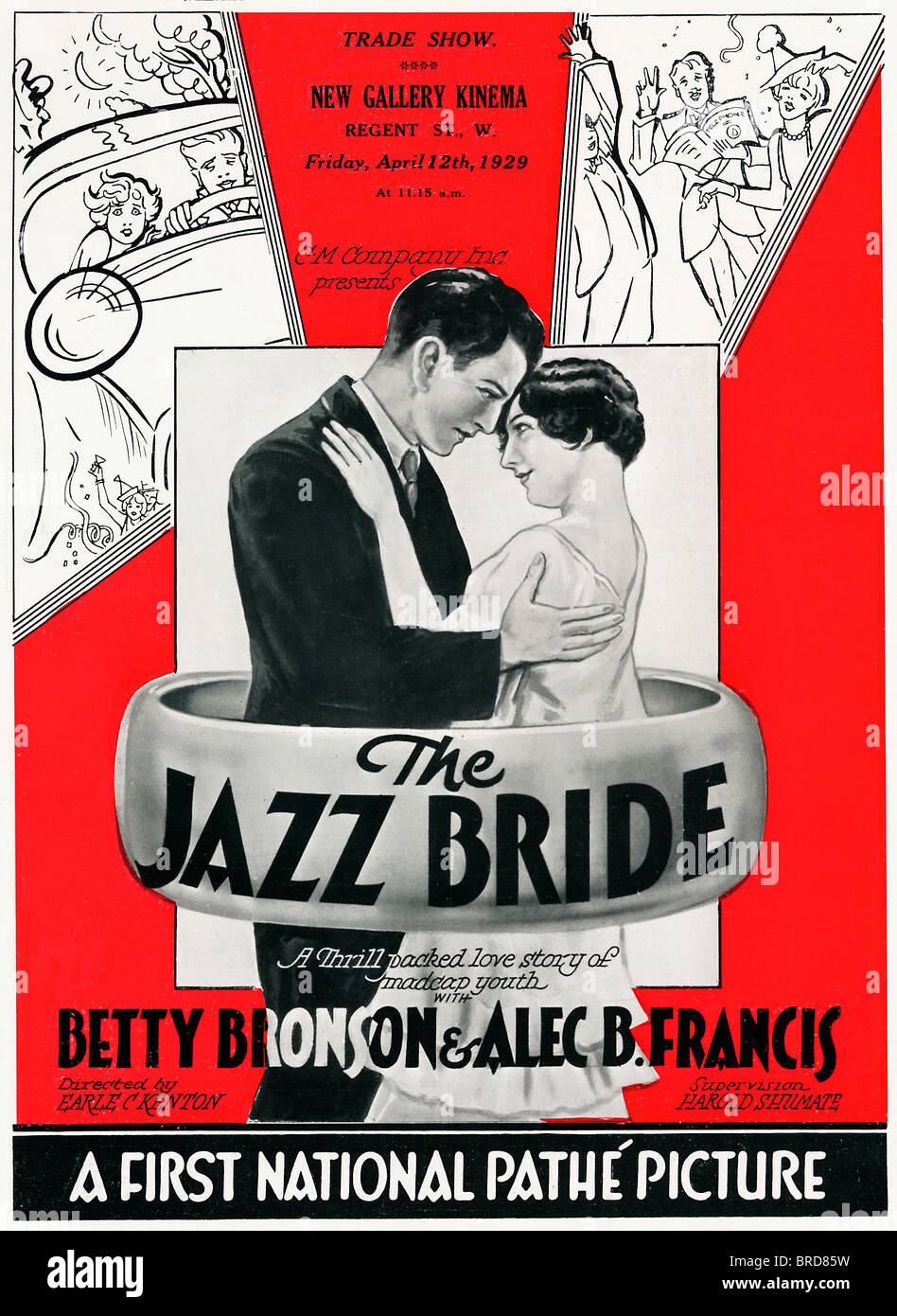 Jazz Bride, Poster for the 1928 US silent movie with the English title for a Thrill Packed Love Story of Madcap Youth Stock Photo