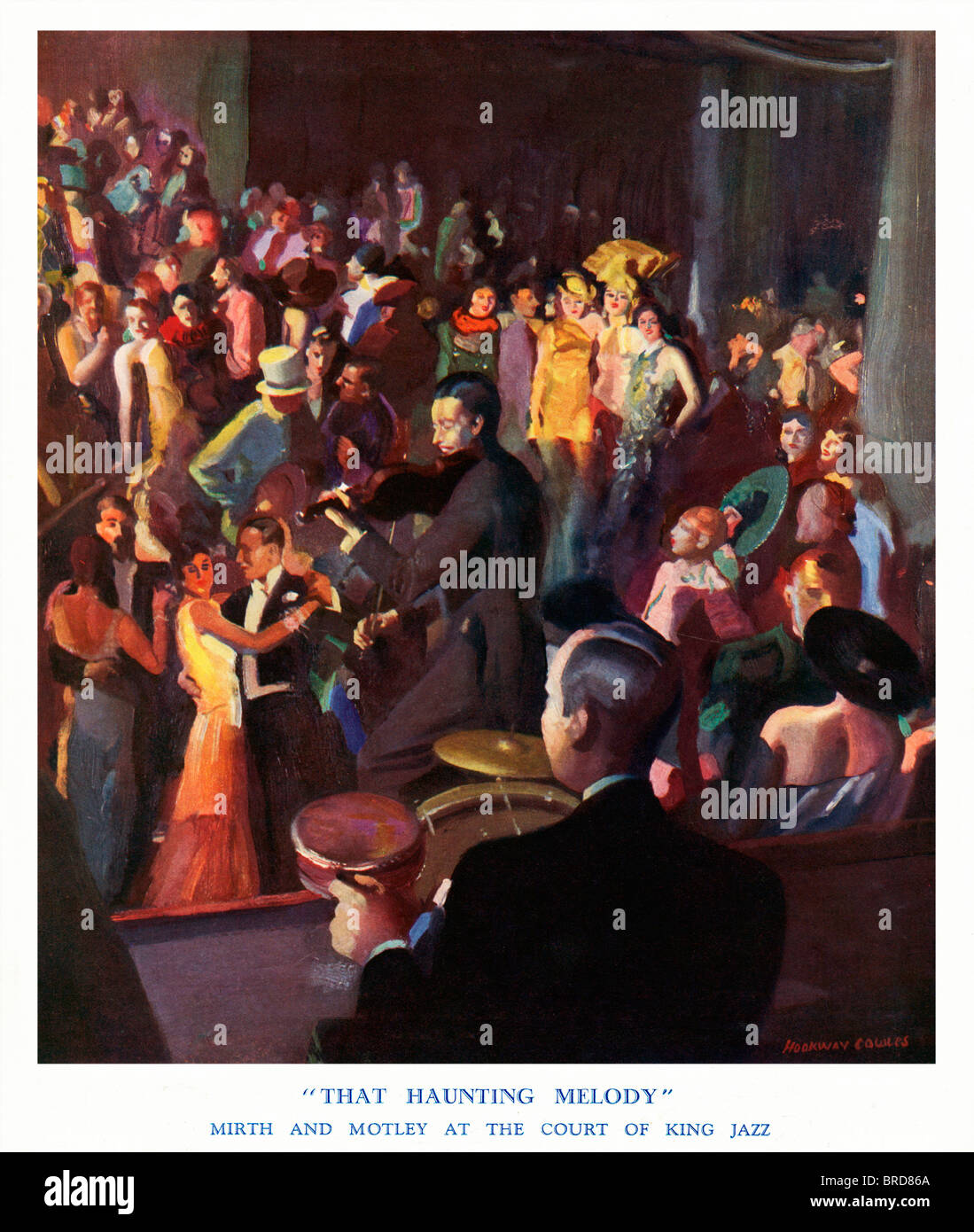 That Haunting Melody, 1930 illustration of Mirth and Motley at the Court of King Jazz, dancing in a fashionable London club Stock Photo