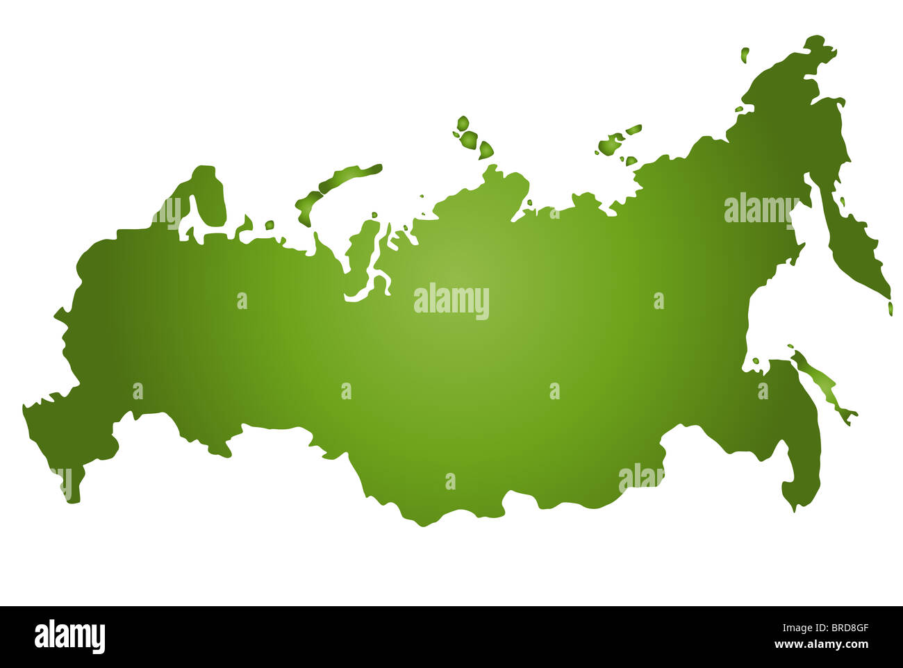 A stylized map of Russia in green tone. All isolated on white ...