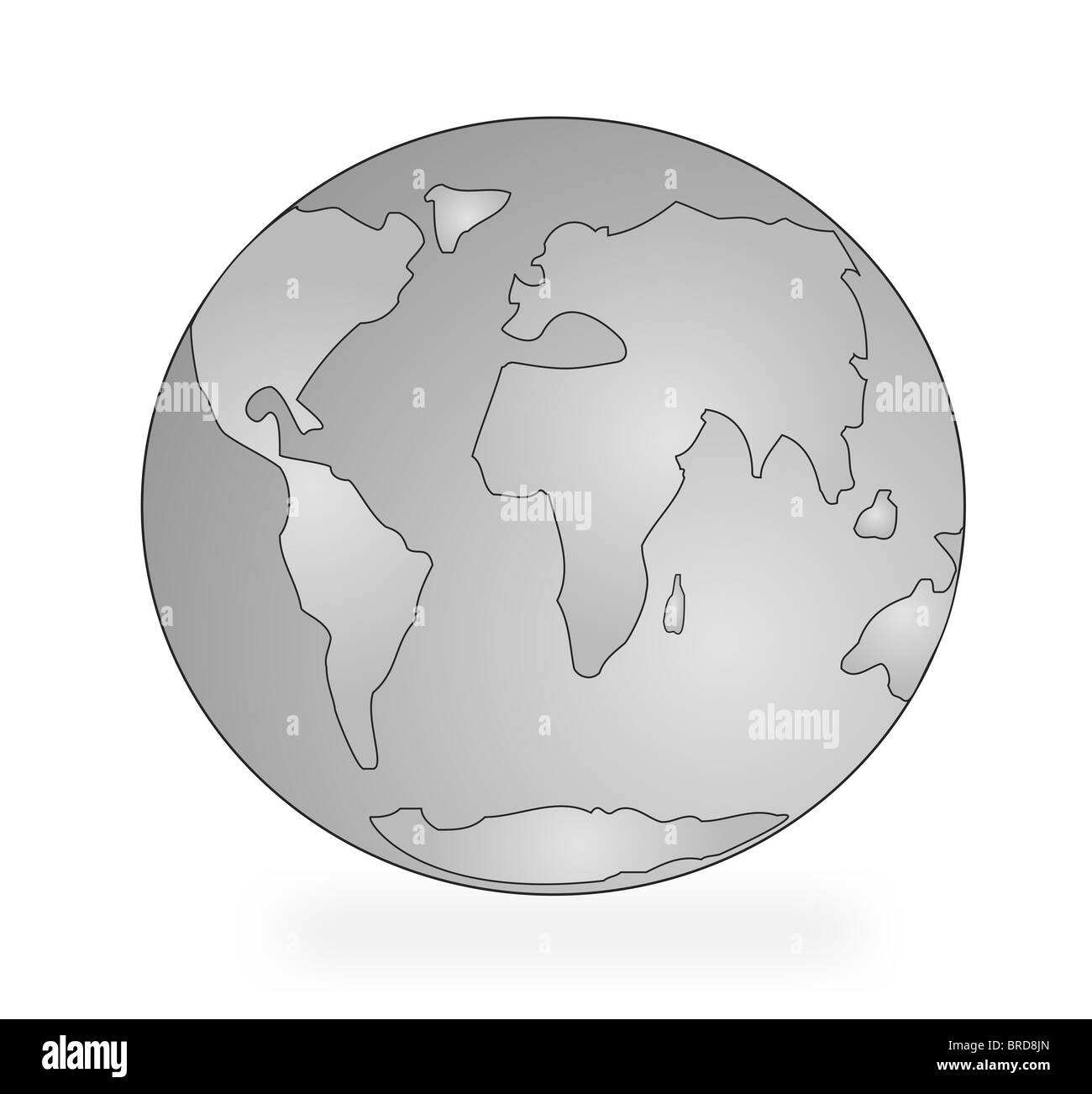 A stylized earth in grey tone. All isolated on white background. Stock Photo