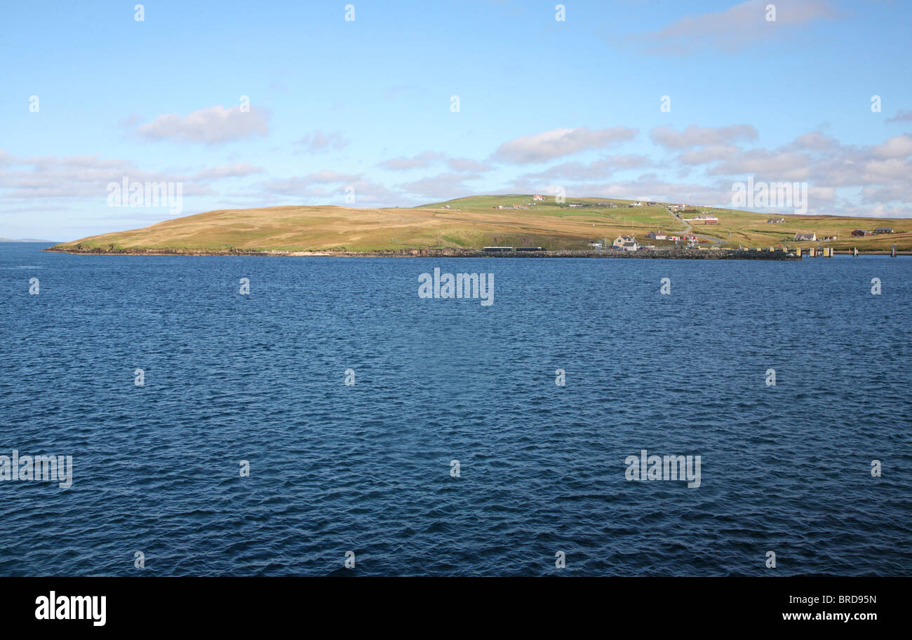 View of Yell island from ferry, Yell, Shetland Islands, Scotland Stock Photo
