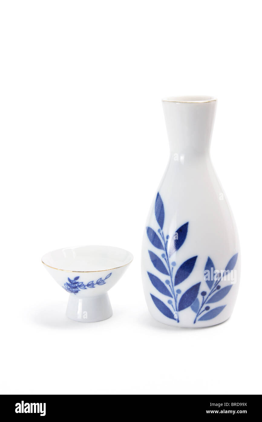 Sake Cup and Jar Stock Photo