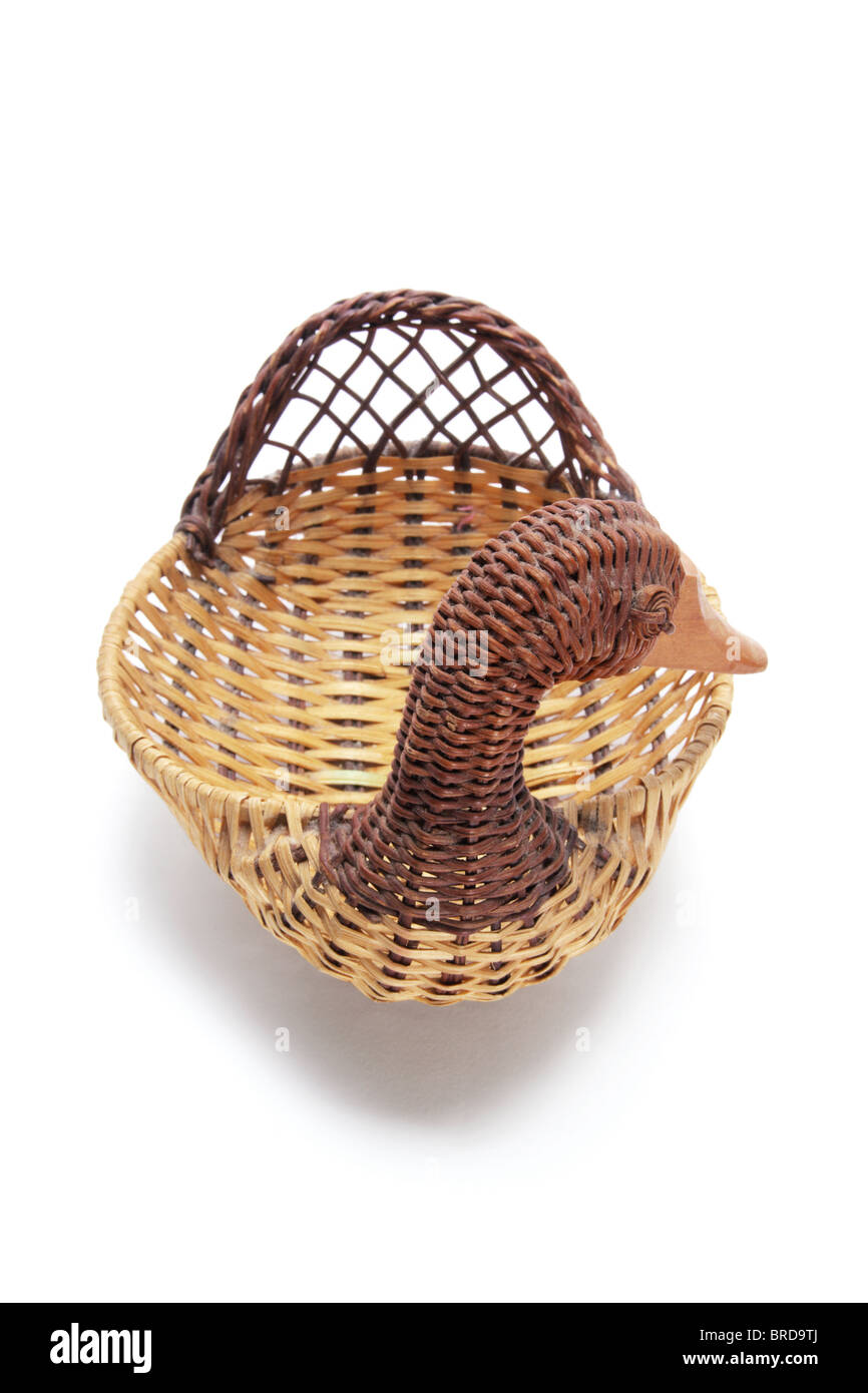 Duck Wickerwork Basket Stock Photo