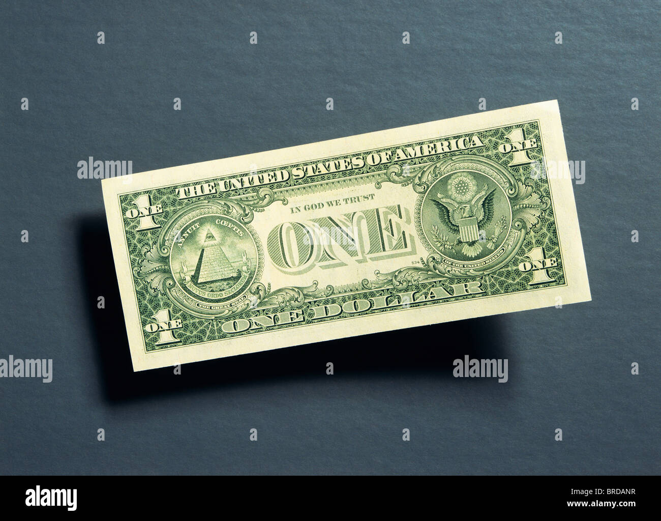 Back side of 1 American Dollar note Stock Photo