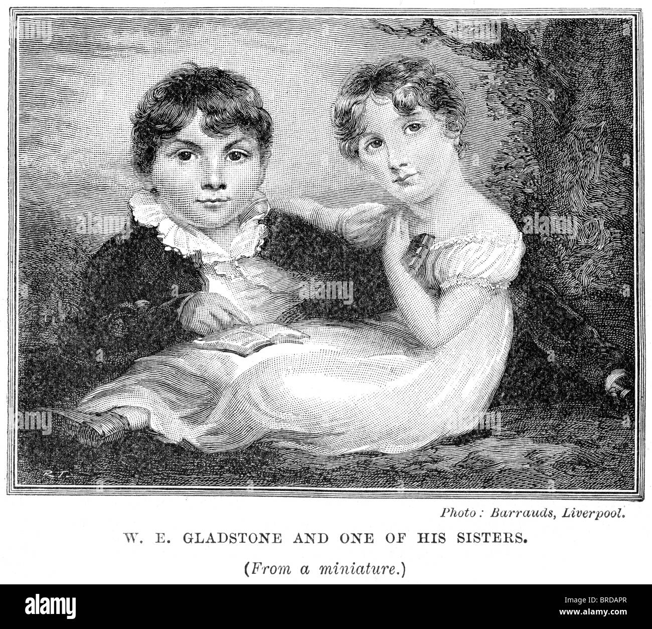 William Ewart Gladstone as a young boy with one of his sisters Stock Photo