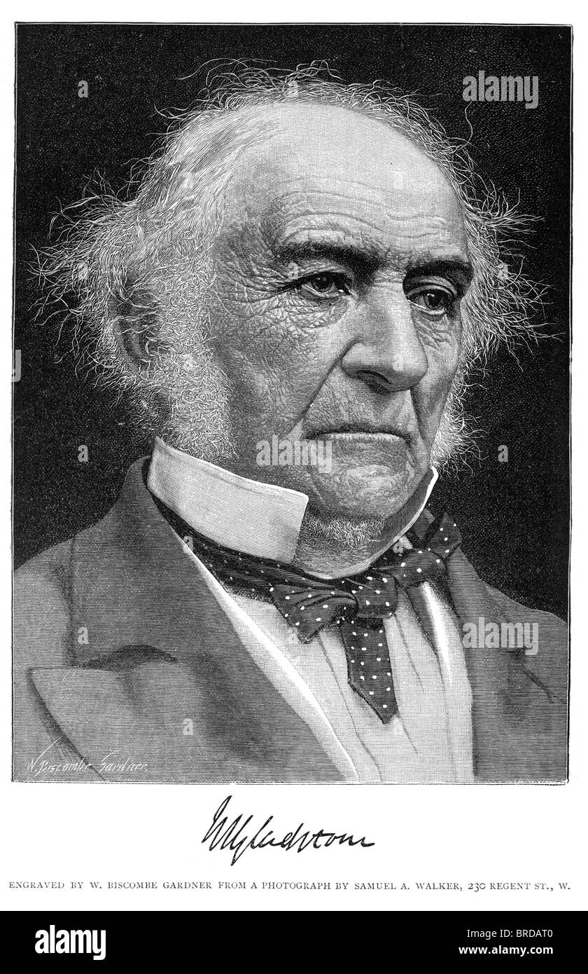 William Ewart Gladstone a British Liberal statesman In a career lasting over sixty years, he served as Prime Minister four times Stock Photo