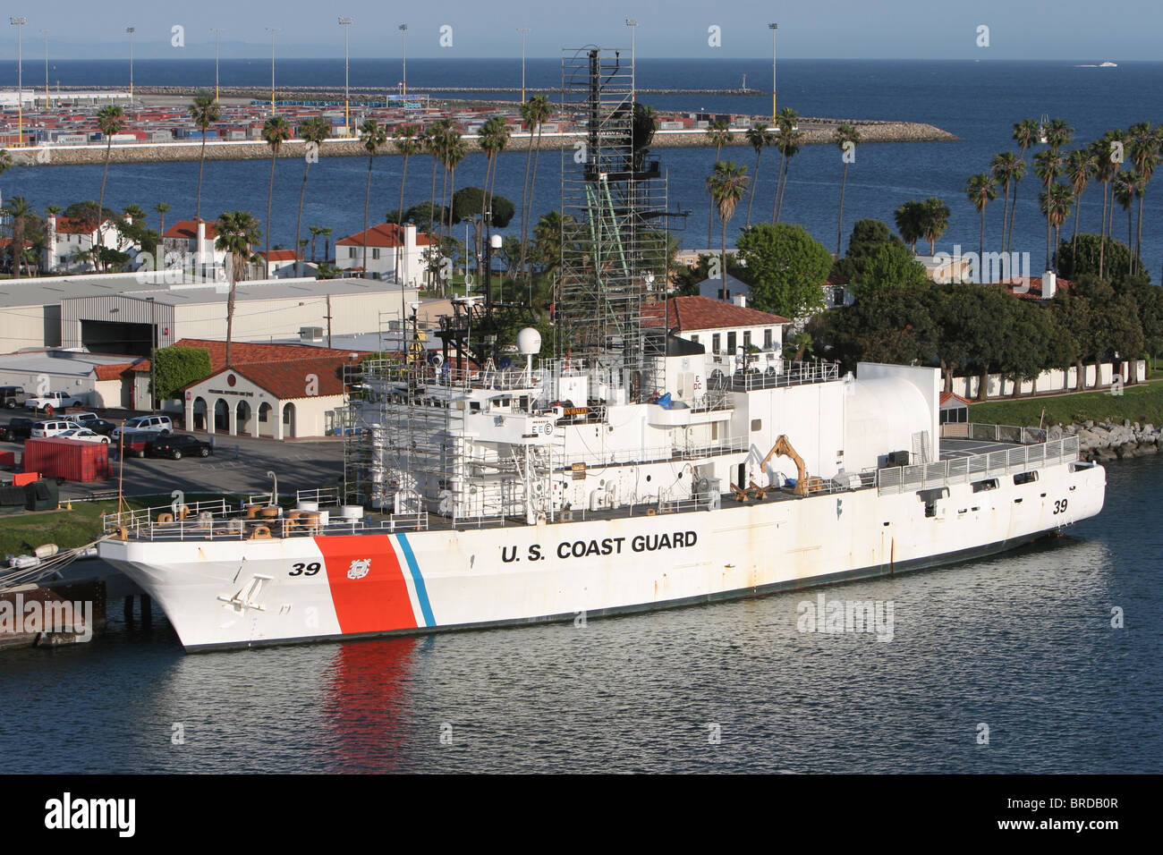 American coast guard vessel under going maintenance Los Angeles harbour