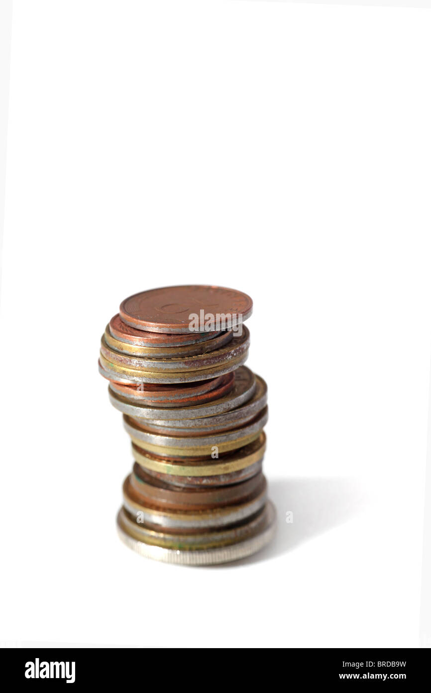 A pile of coins. All isolated on white background. Stock Photo