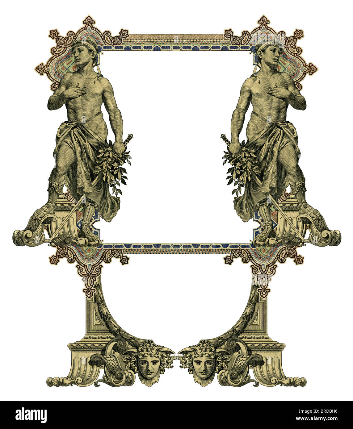 Two Frame Man Luxuriously illustrated old colored victorian frame and two man Stock ...