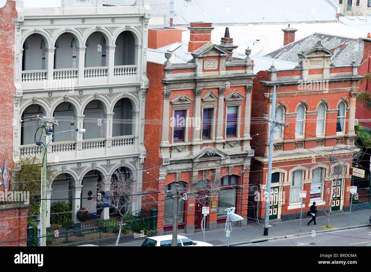 Heritage buildings in Brunswick Street, Fitzroy, Melbourne, Victoria, Australia Stock Photo