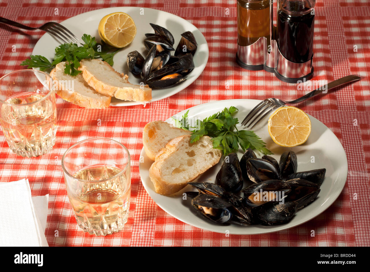 Lunch with Mussels Stock Photo