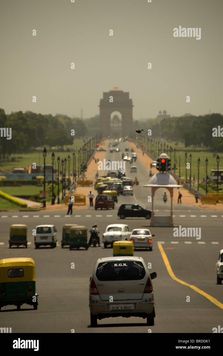 View of India Gate, Delhi from Rashtrapati Bhavan presidential palace Stock Photo