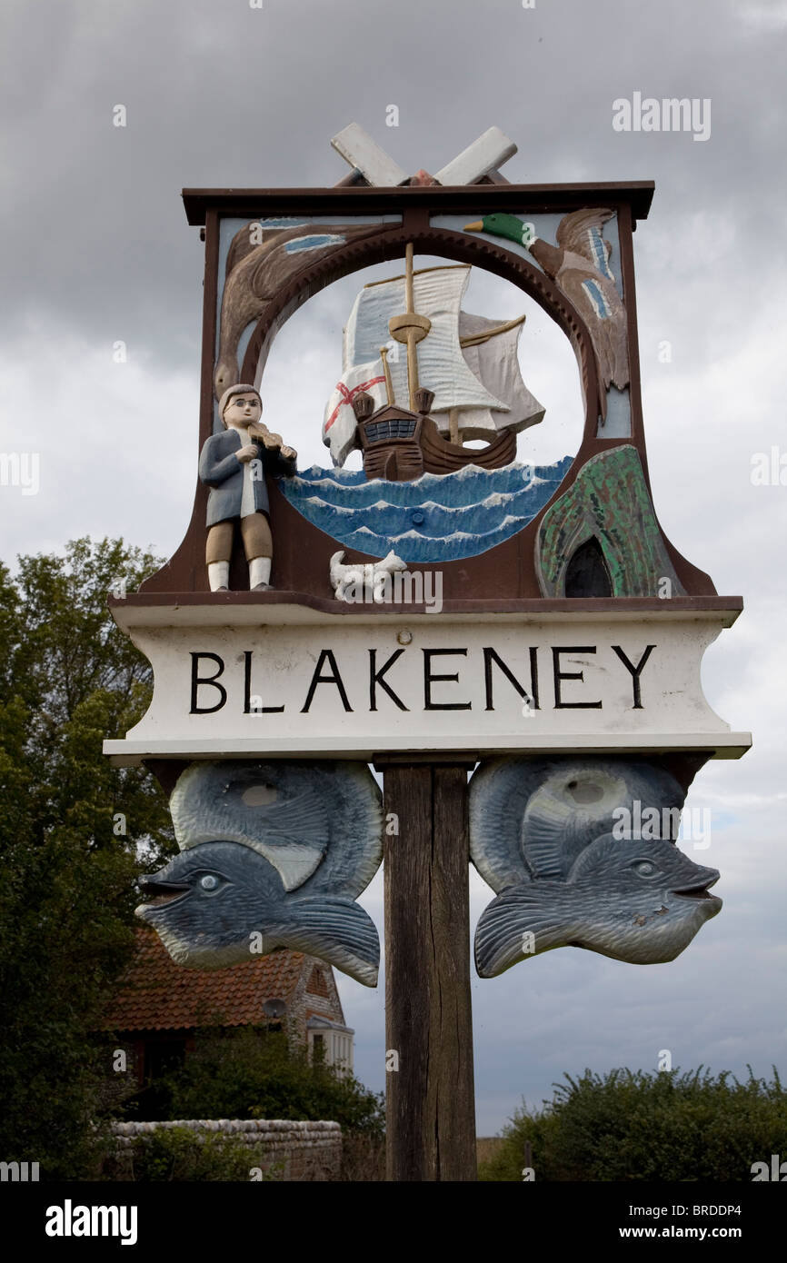 Blakeney North Norfolk village sign Stock Photo