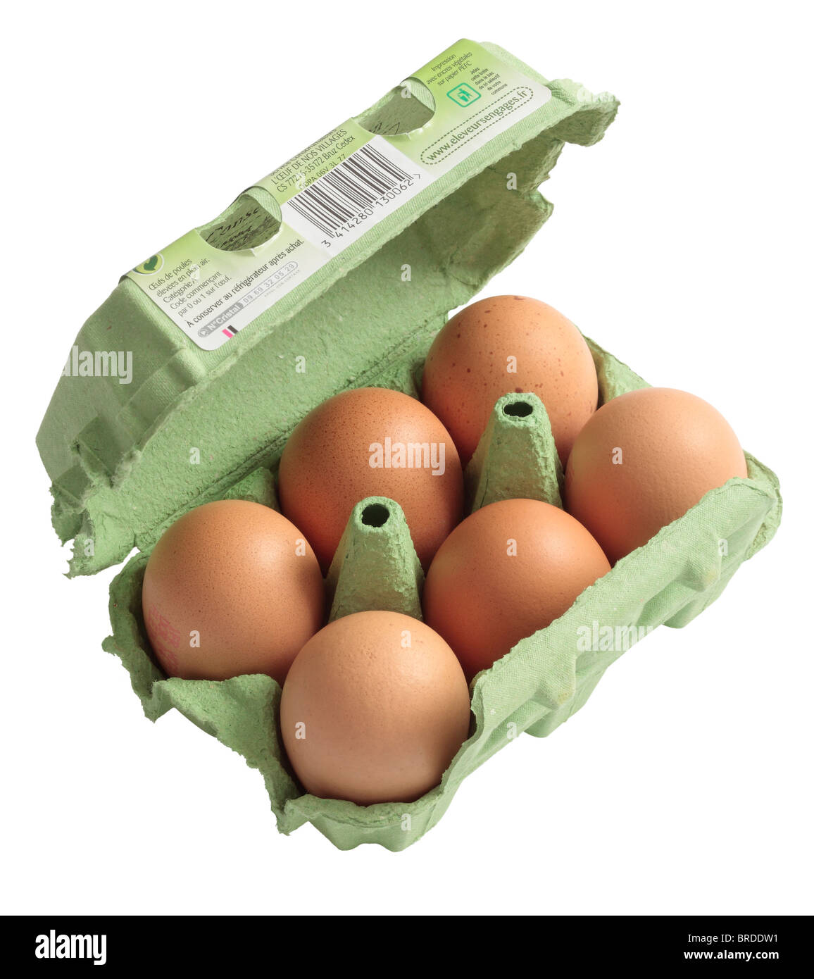 Eggs - half a dozen free range eggs in an eggbox Stock Photo - Alamy