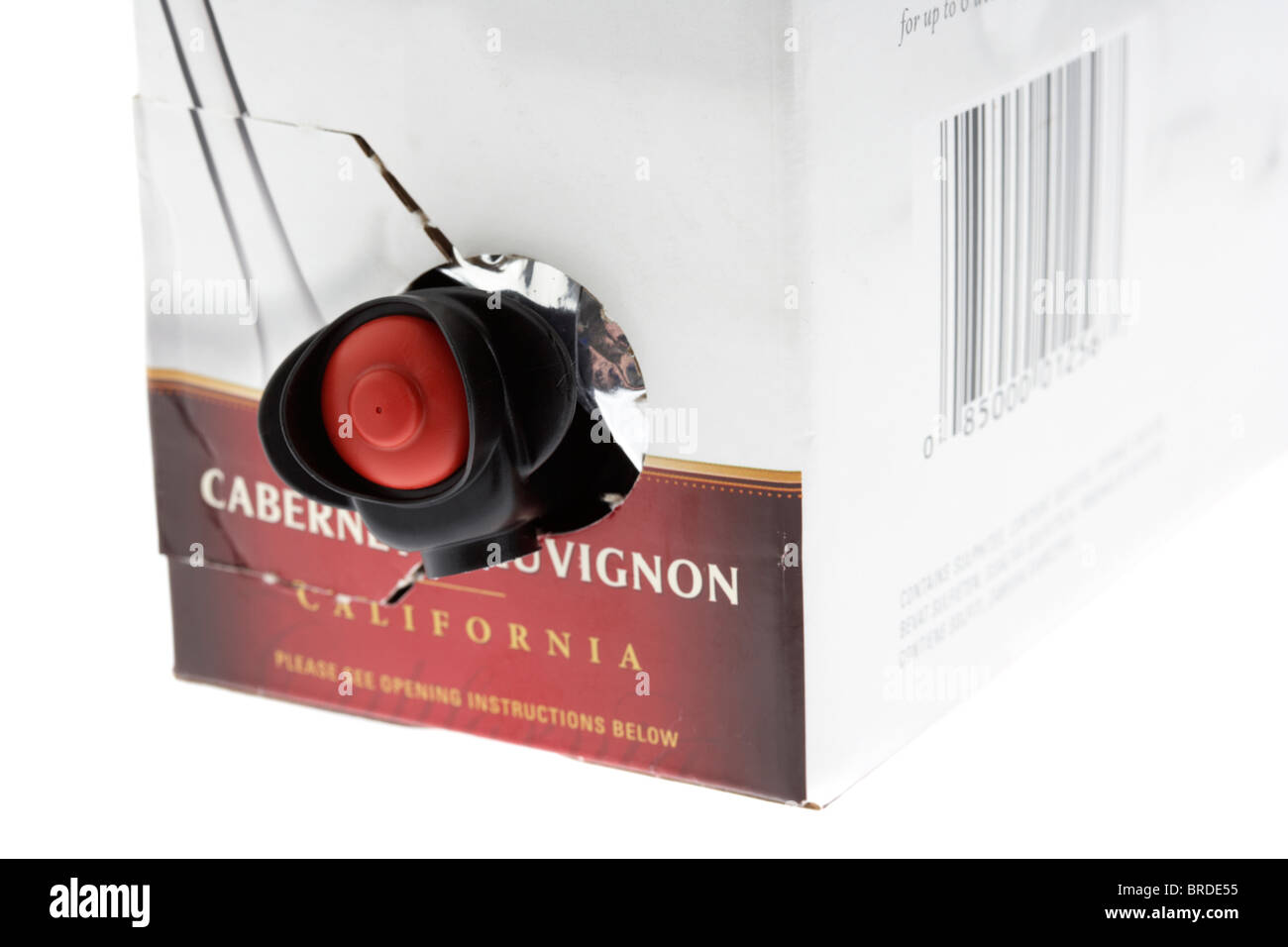 plastic tap on the side of a 3 litre wine carton box Stock Photo Alamy