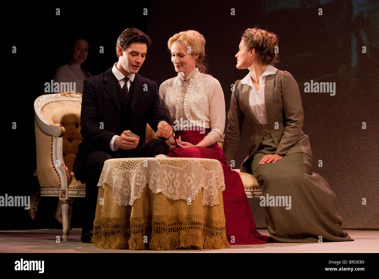 Birdsong stage play with Ben Barnes, Genevieve O'Reilly and Zoe Waites at Comedy Theatre, London Stock Photo