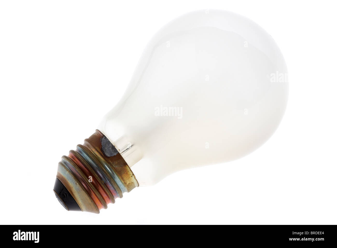 old style screw in incandescent light bulb on white background Stock Photo