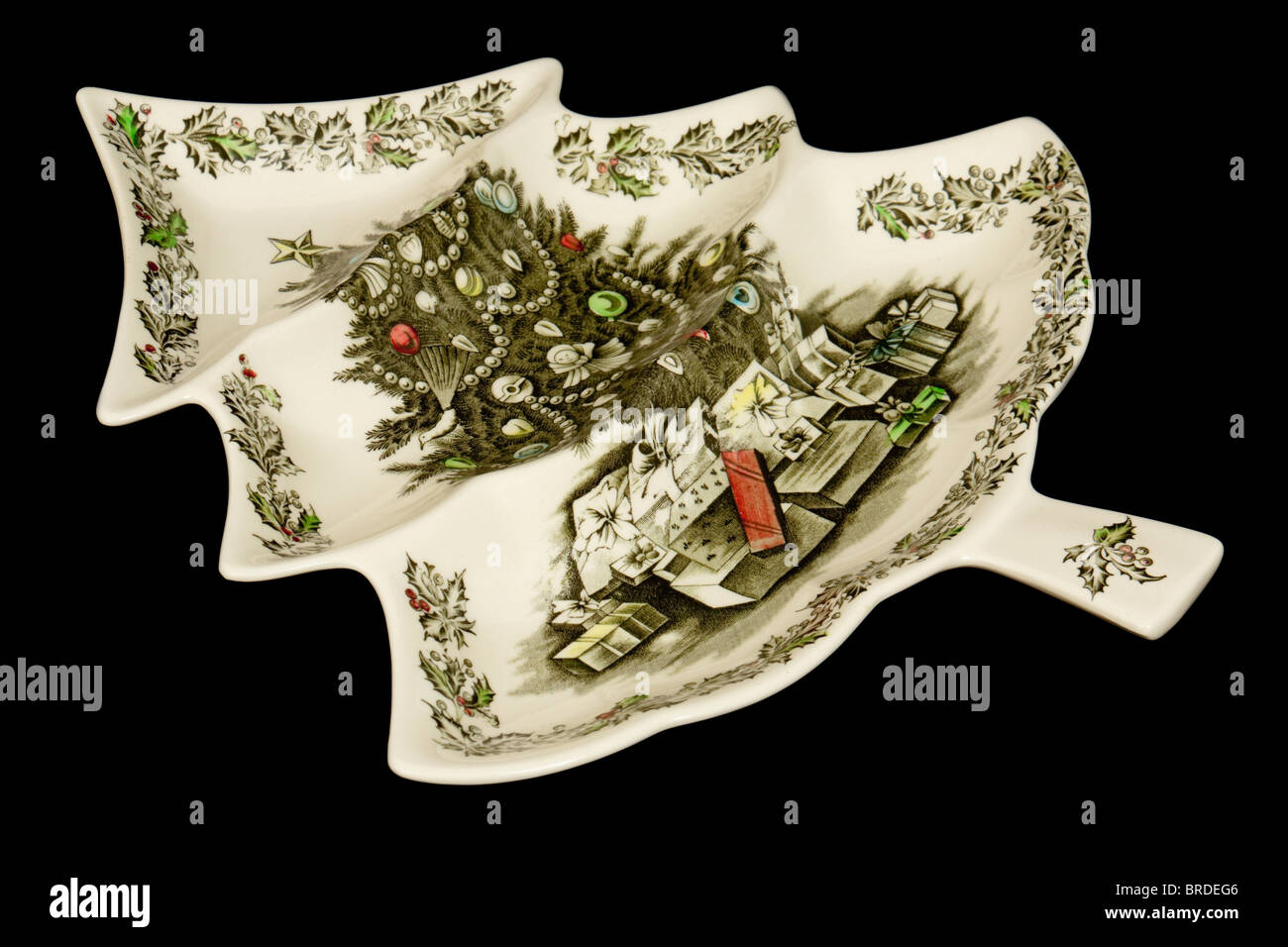 Ceramic Christmas tree shaped serving dish by Johnson Brothers Stock Photo