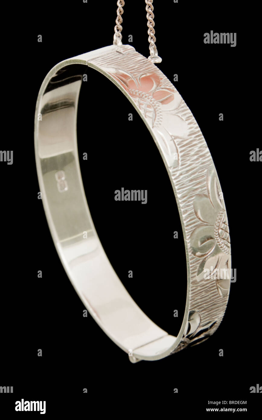 Sterling Silver christening bangle Stock Photo Alamy