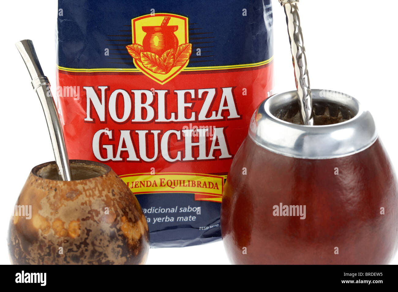 argentinian yerba mate with gourds bombilla Stock Photo