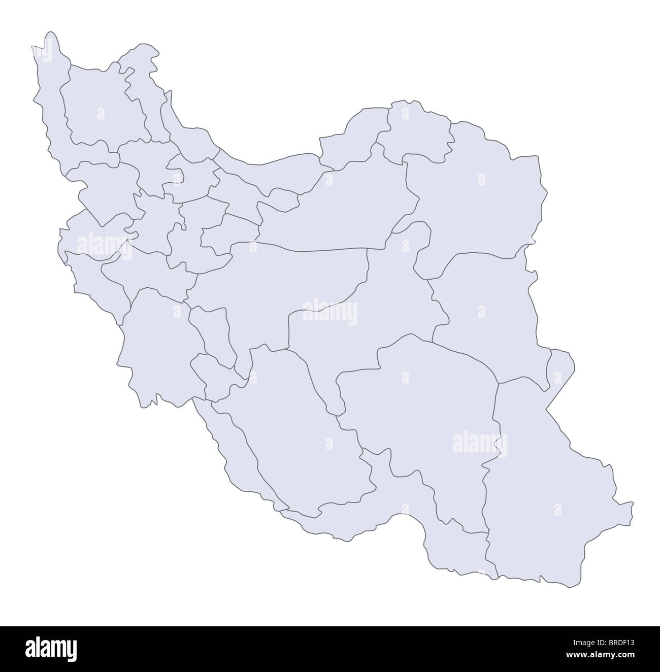 Stylized map of iran showing the different provinces Stock Photo