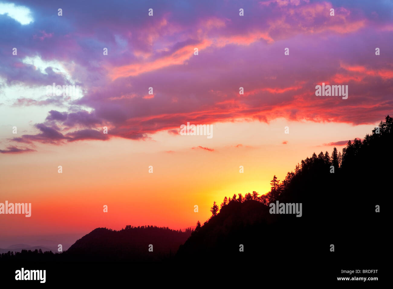 View of sunset from Moro Rock. Sequoia National Park, California from Moro Rock. Sequoia National Park, California Stock Photo