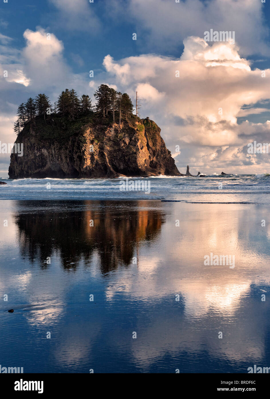 Second Beach with clouds and reflection at low tide. Olympic National