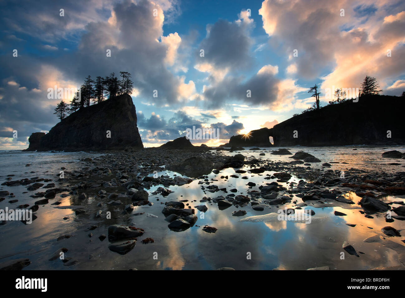 Washington coast seastack dawn sunrise hires stock photography and