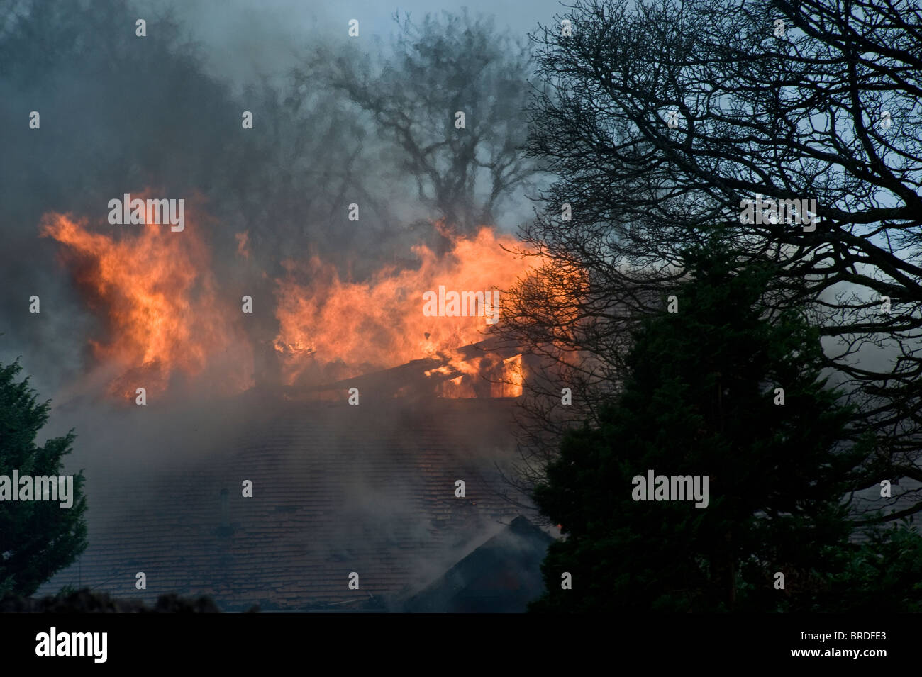 Fire in an empty house, Newton Mearns, Glasgow Stock Photo Alamy