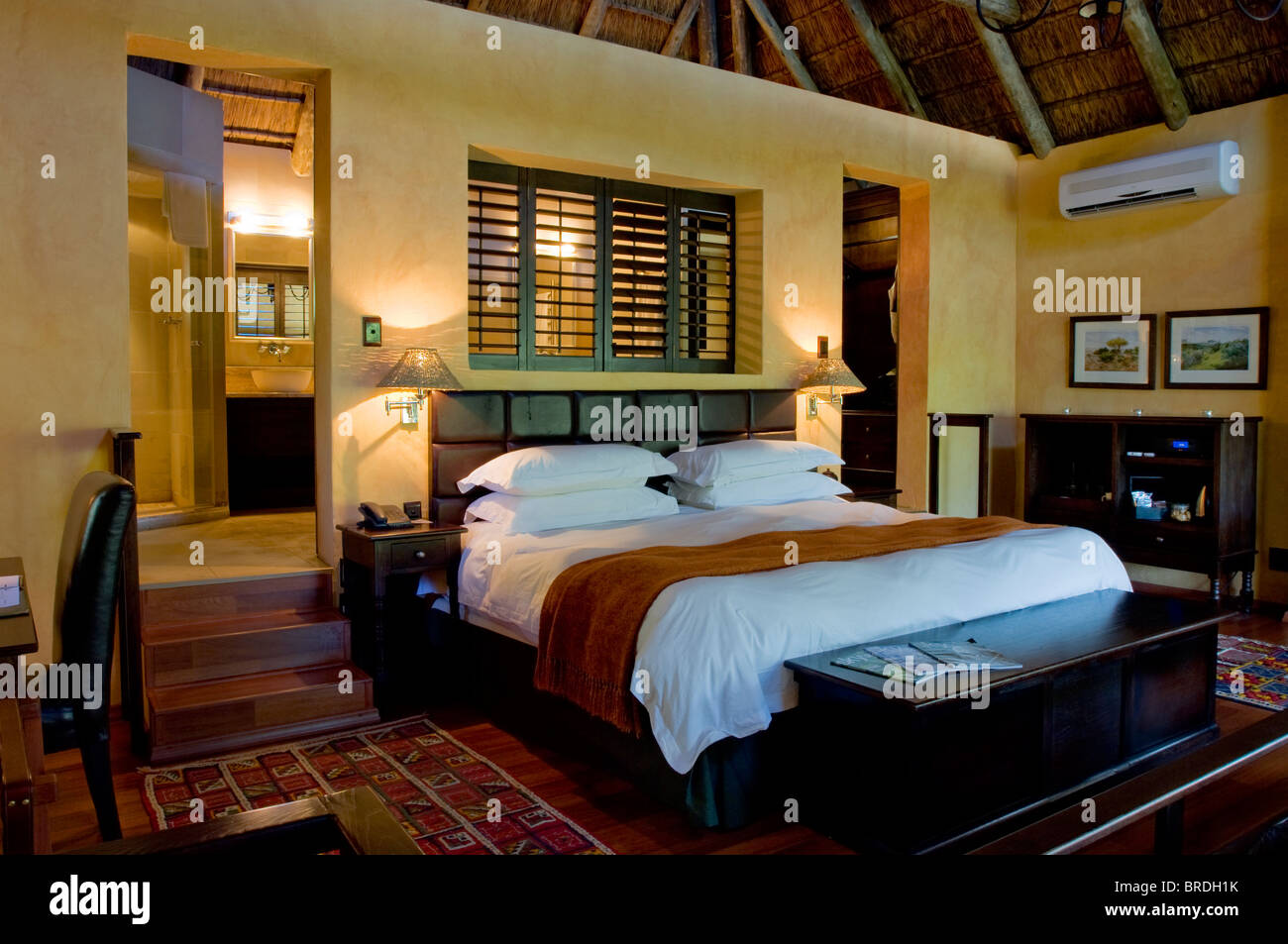 Luxury safari accommodation at a private game lodge in South Africa Stock Photo