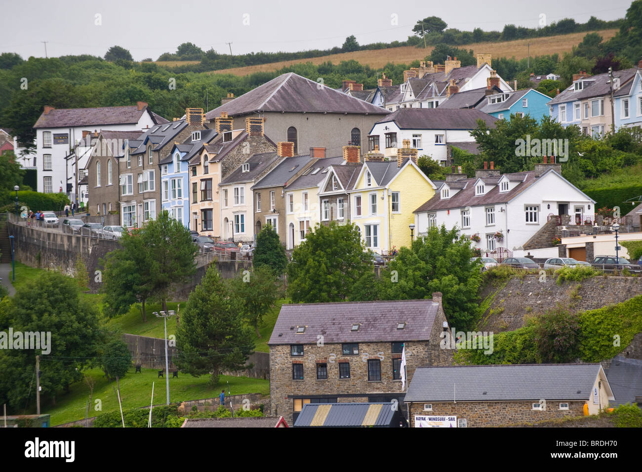 Houses on hillside overlooking the Welsh seaside holiday resort of New